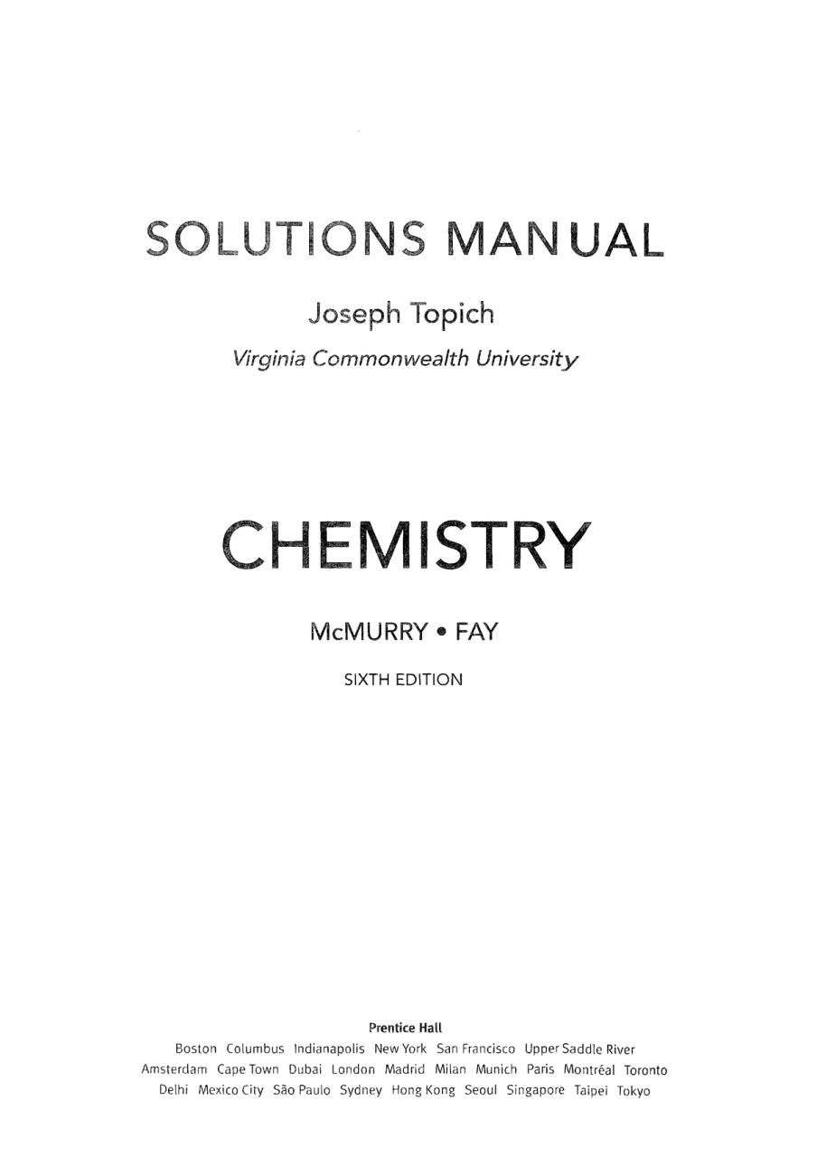 맥머리 일반화학 6판 솔루션 - 솔루션 - 일반화학및실험1 - Studocu