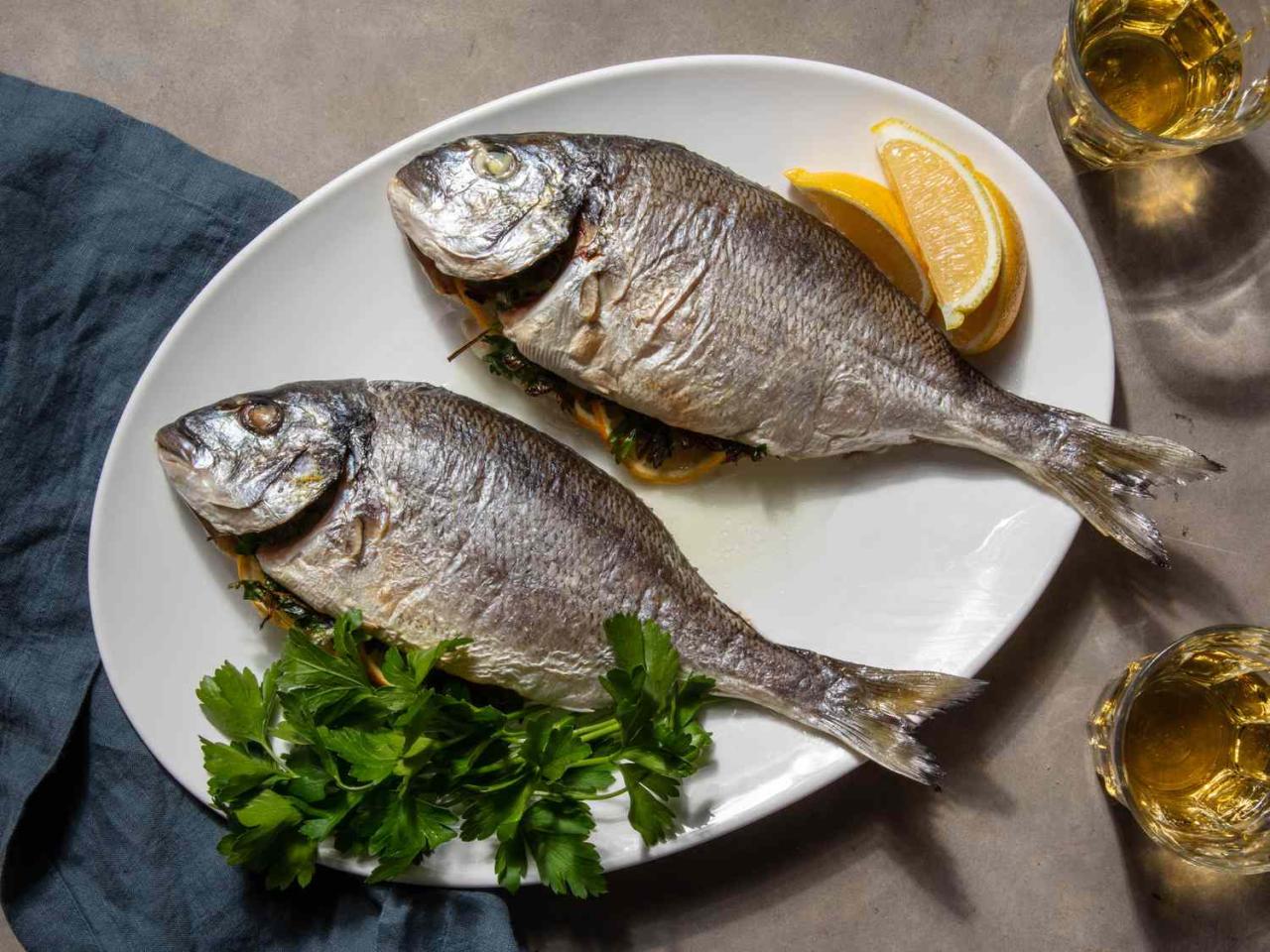 Whole Roasted Fish With Oregano, Parsley, And Lemon Recipe