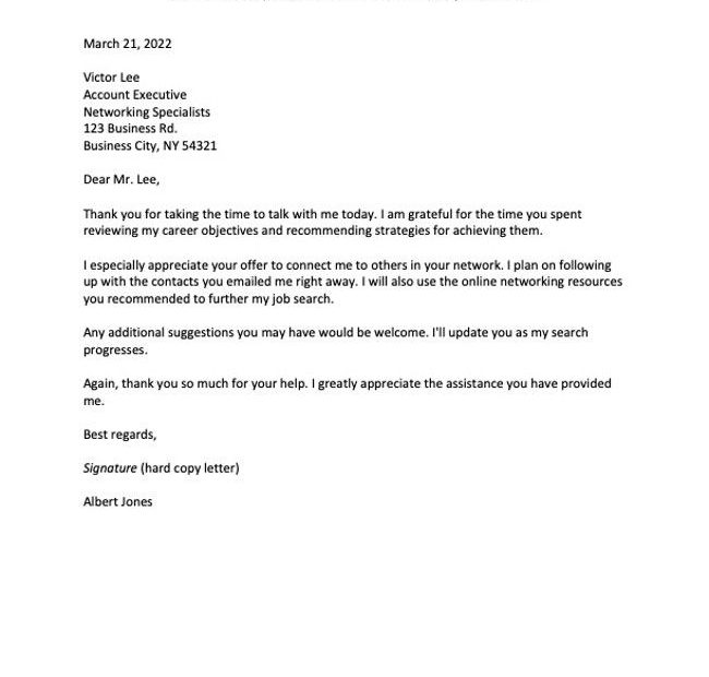 Networking Thank-You Letter Examples