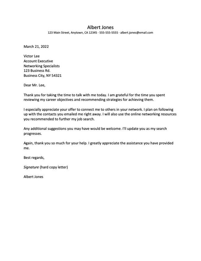 Networking Thank-You Letter Examples