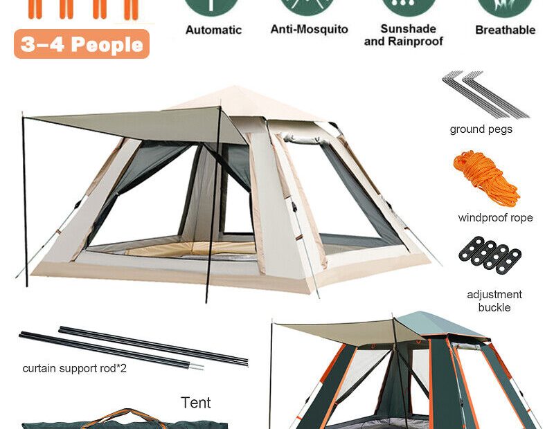 3-4 Person Waterproof Automatic Camping Tent Hiking Instant Canopy Pop Up  Tent - Đức An Phát